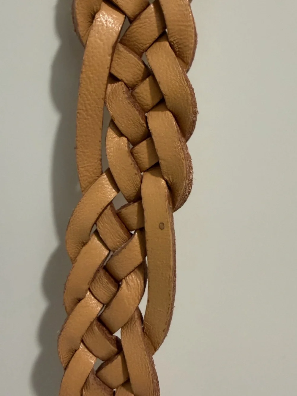 NEW J. Crew Skinny braided belt in Italian leather Raw Cashew CR824 $70 M/L